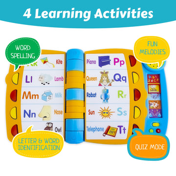 Talking Activity Book for 2 Years Old & Up - Sound Book with 5 Learning Activities Including Letters, Numbers, Quiz Game & Memory Match - Interactive