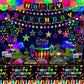 241 PCS Glow Neon Party Supplies Neon Glow Tableware Set Neon Balloon Glow in the Dark Birthday Banner Hanging Star Cake Toppers for Blacklight Party
