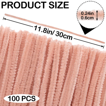 STSTR 100PCS Light Brown Pipe Cleaners, Christmas Tan Pipe Cleaners for Crafts, Solid Color Craft Supplies, Fuzzy Sticks Set for DIY Arts Crafts