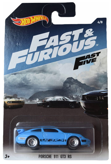 Hot Wheels Porsche 911 GT3 RS, [Blue] Fast & Furious Fast Five 4/8