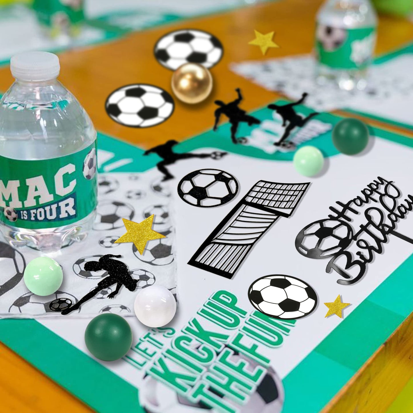 32 PCS Soccer Cake Topper Decorations - Soccer Ball Player Cake Decorations for Football Theme Birthday Sport Party Supplies