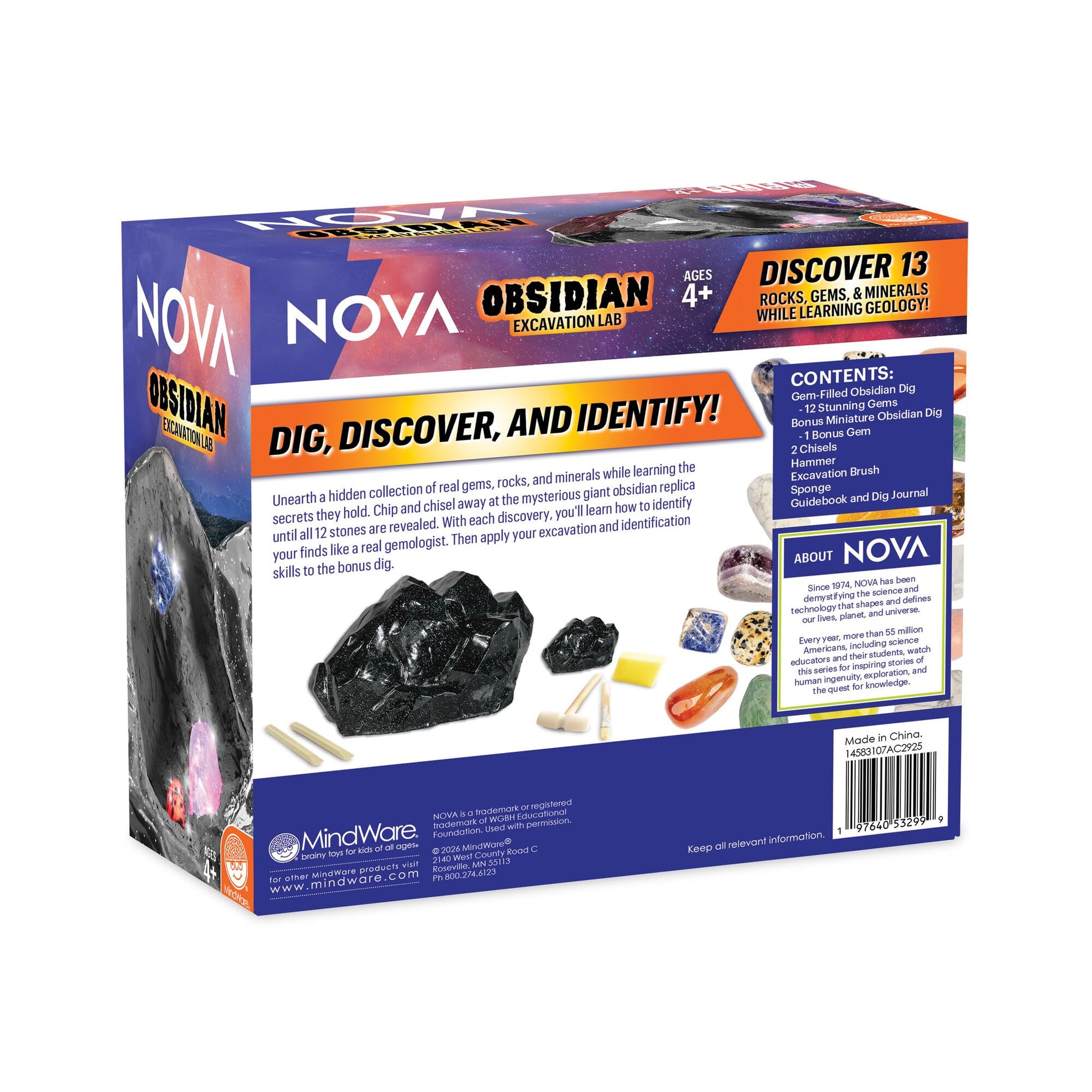 MindWare Gem Dig Kit for Kids Nova Obsidian Excavation