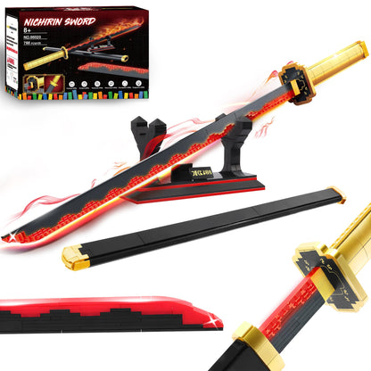 Jorumo Swords Building Sets for Boys 8-14, 39in Tsugikuni Yoriichi Sword Building Block with Scabbard and Stand, Anime Sword Building Toy Gift Katana