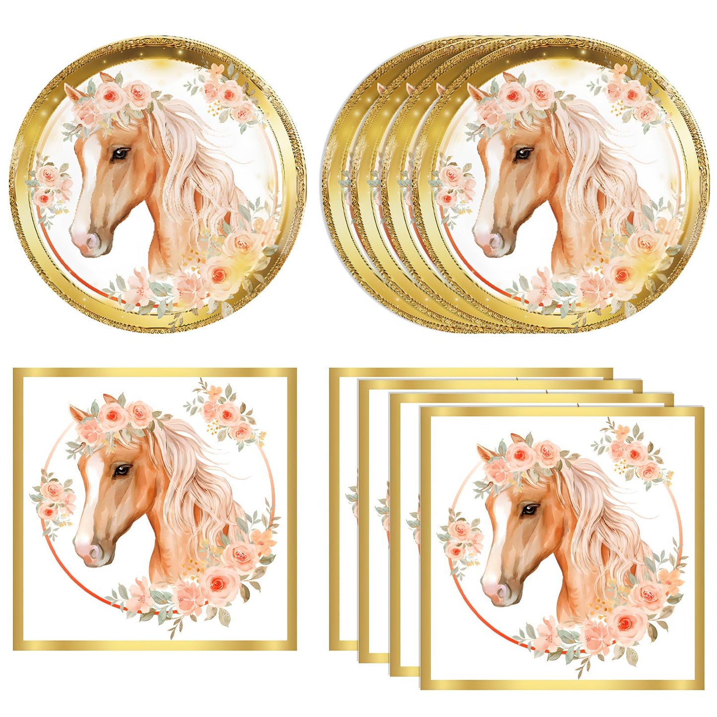 40PCS Horse Birthday Party supplies HorseParty Favors Include Party Plates and Napkins Cowgirl Wild Horse Party Birthday Tableware Decorations