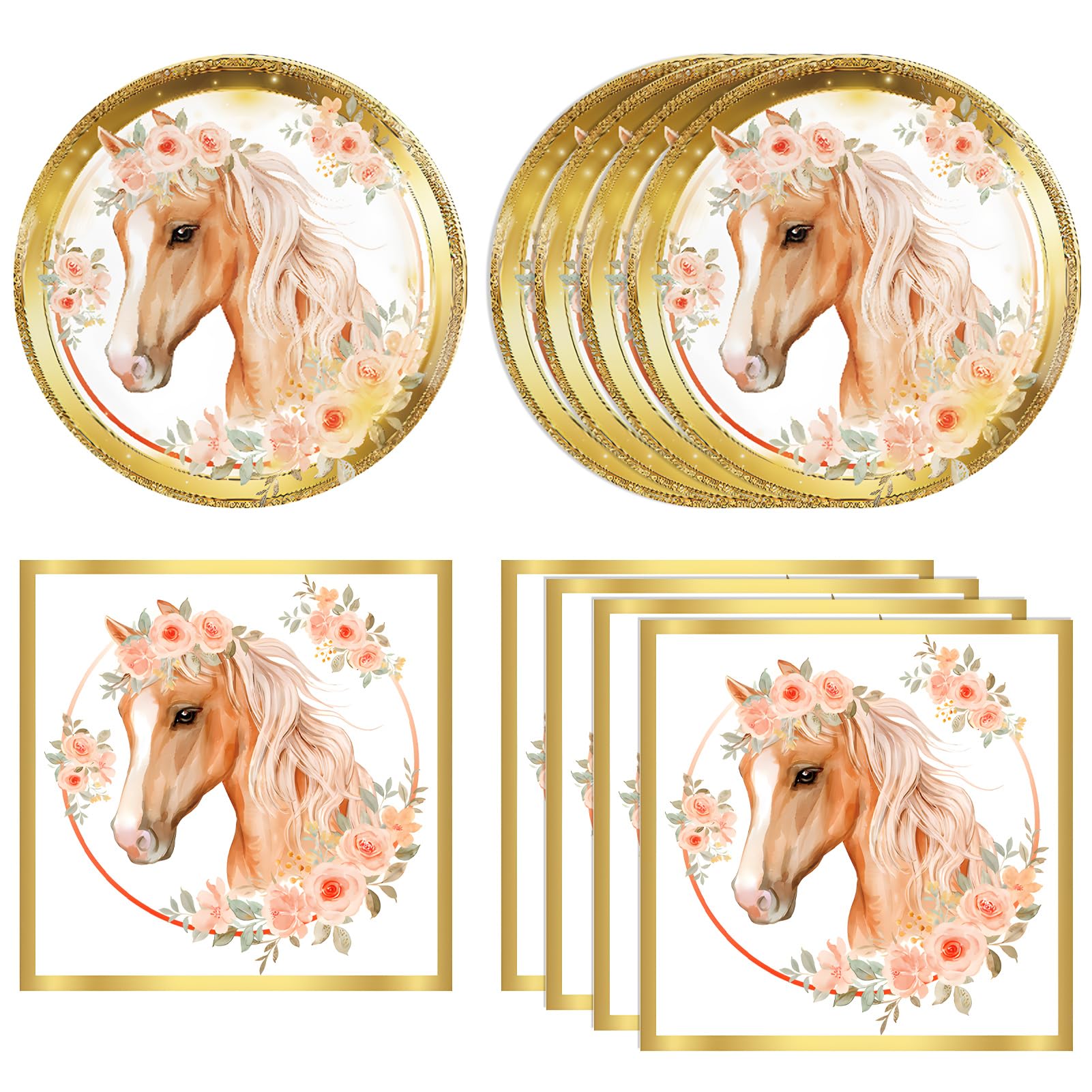 40PCS Horse Birthday Party supplies HorseParty Favors Include Party Plates and Napkins Cowgirl Wild Horse Party Birthday Tableware Decorations
