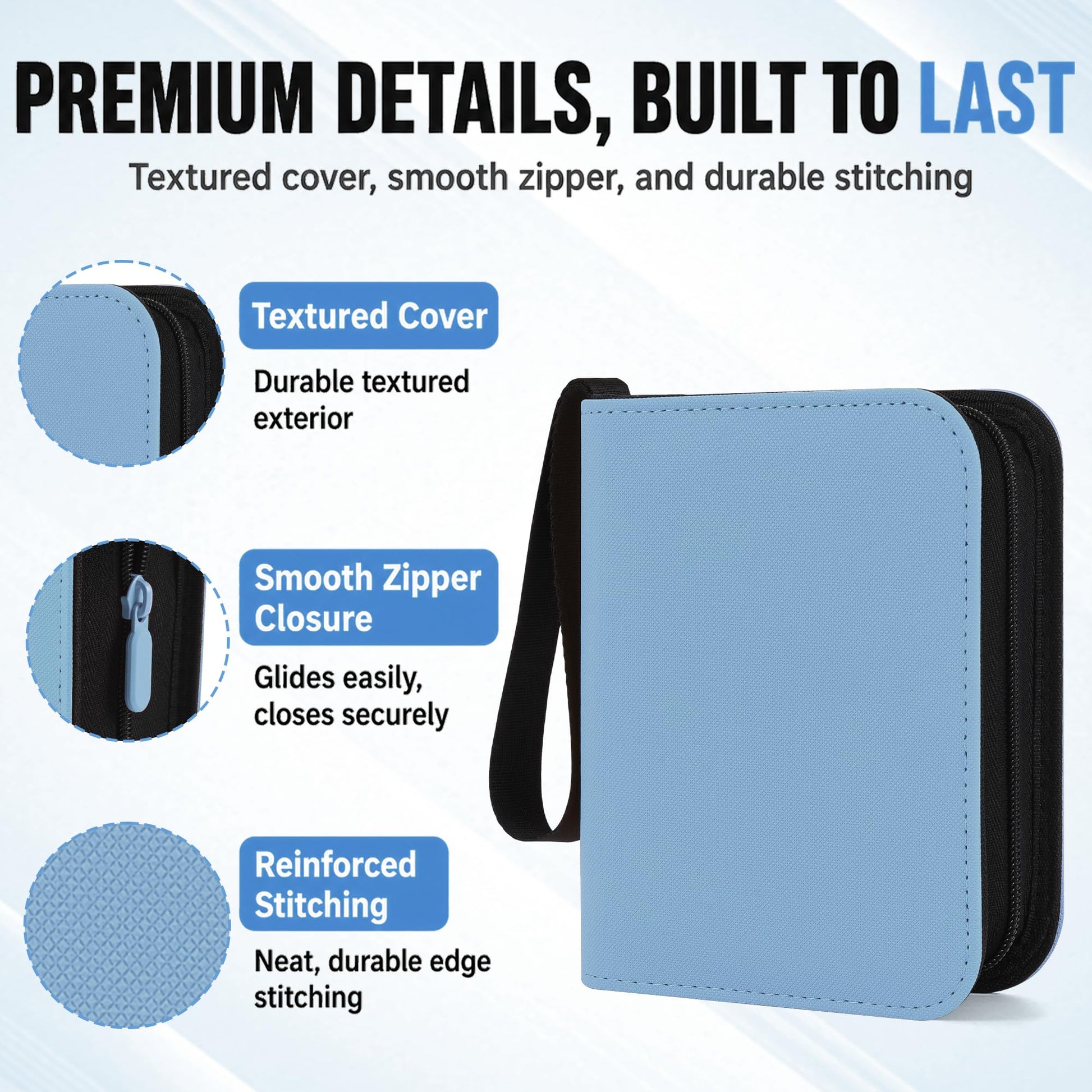 One Pocket Top Loader Binder with Zipper, 40 Pocket Small Single Card Binder for 3x4 Rigid Top Loaders, Portable Trading Card Album for TCG, Sports