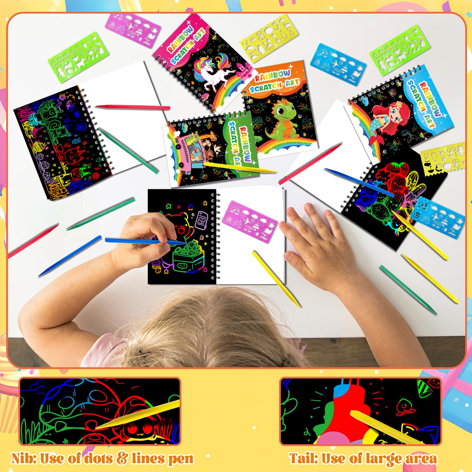 Elfew 24 Pack Scratch Art Party Favors for Kids 4-8 8-12