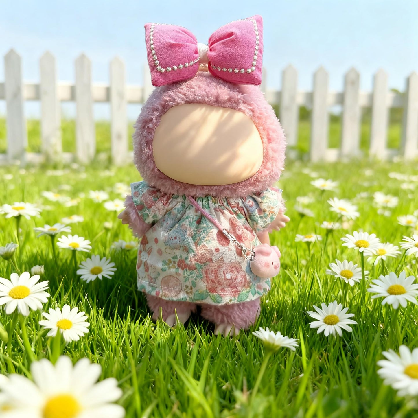 3 Piece Set Clothes Dress for LABUBU Doll (NO Doll), Outfit Dress Up for 17/15cm, Accessories Suit with Hair Clip +Dress+ Mini Bag