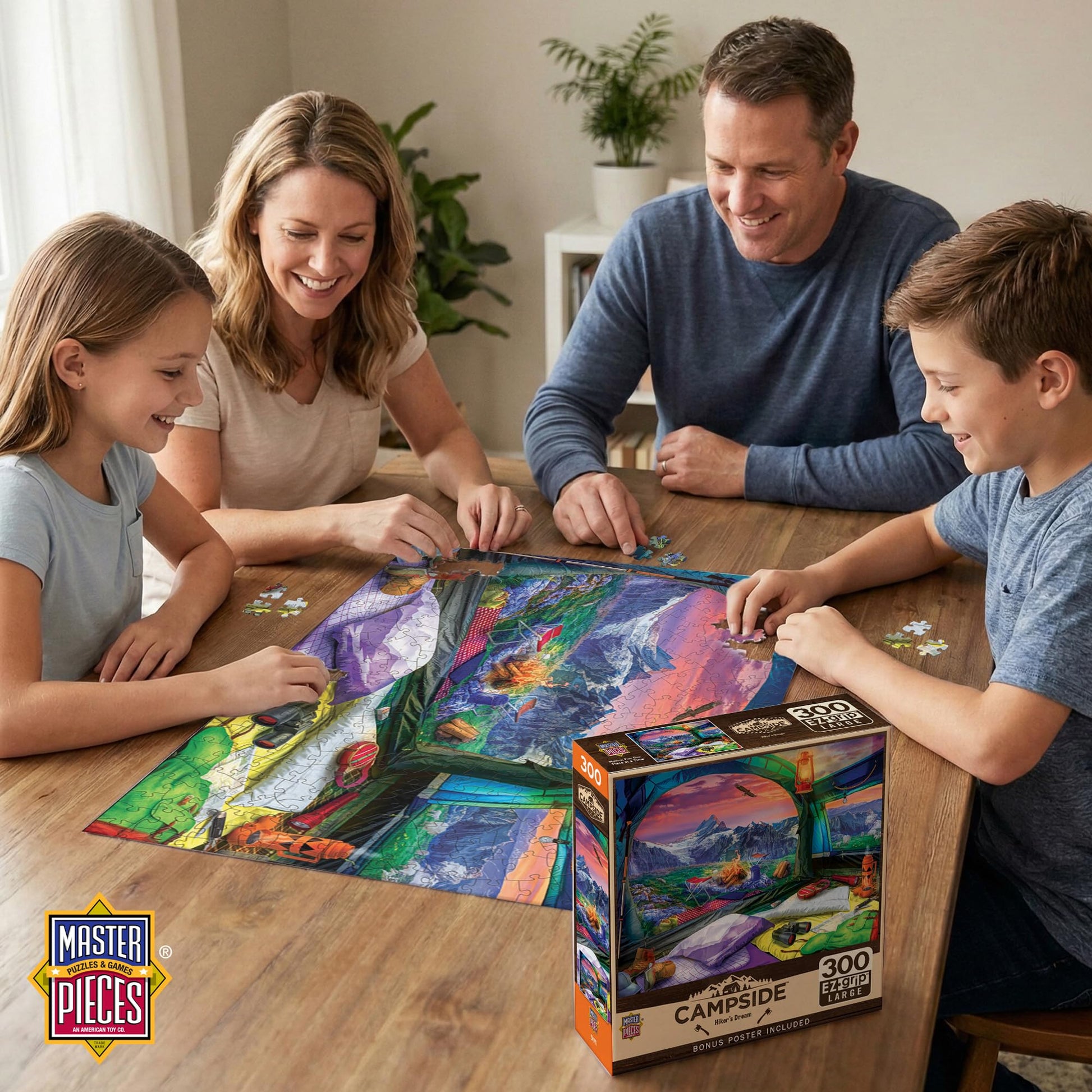 MasterPieces - 300 Piece Jigsaw Puzzle, Large EZ Grip Shapes, Hiker’s Dream, Fun for Adults, Seniors, Family, Kids, Non-Glare Finish, 18"x24"