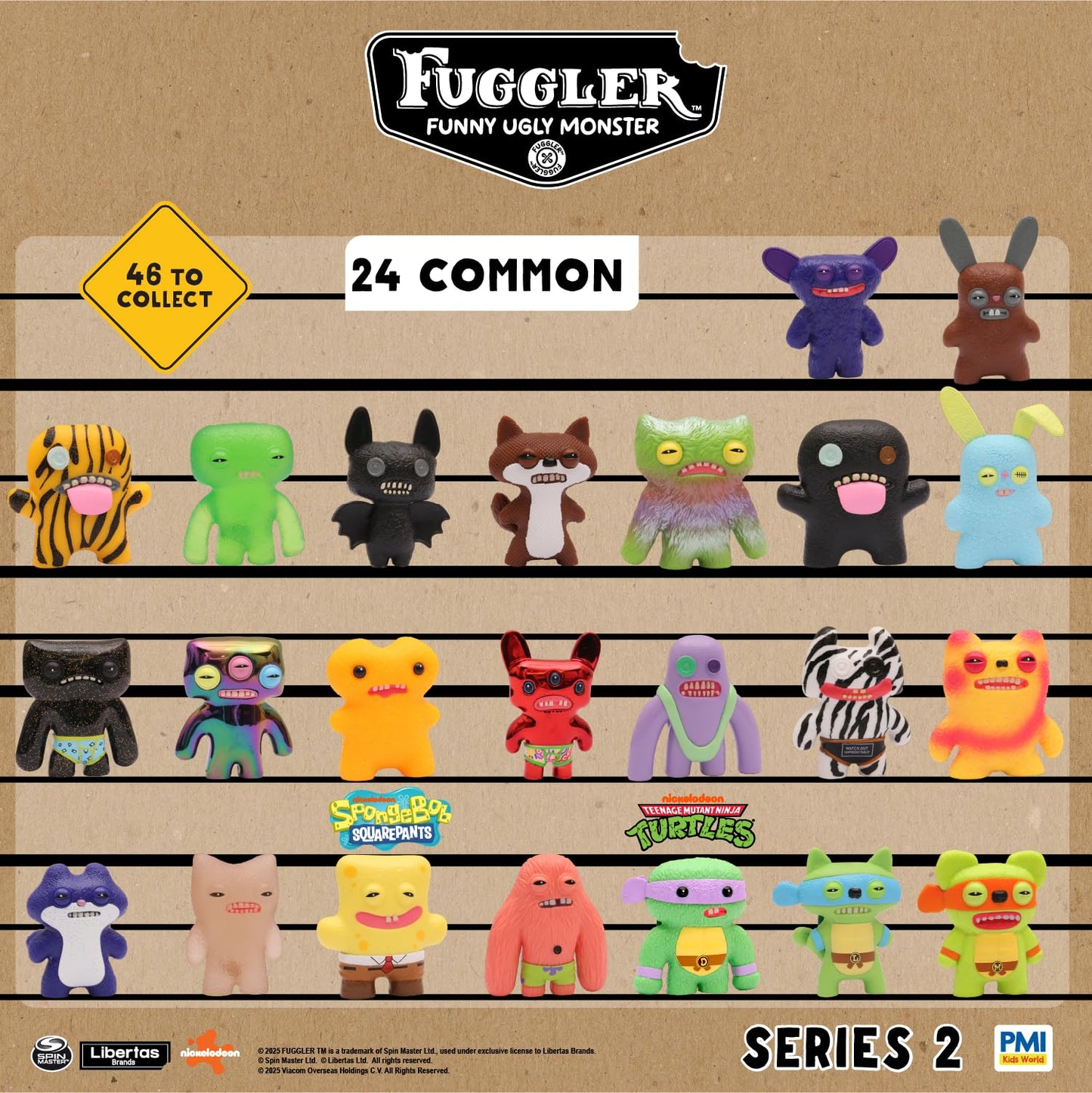 Fuggler Series 2 Collectible 6-Pack Window Box Creepy Funny Plush Figures Including Rare Hidden Surprise Character Paramount Crossovers (Assortment