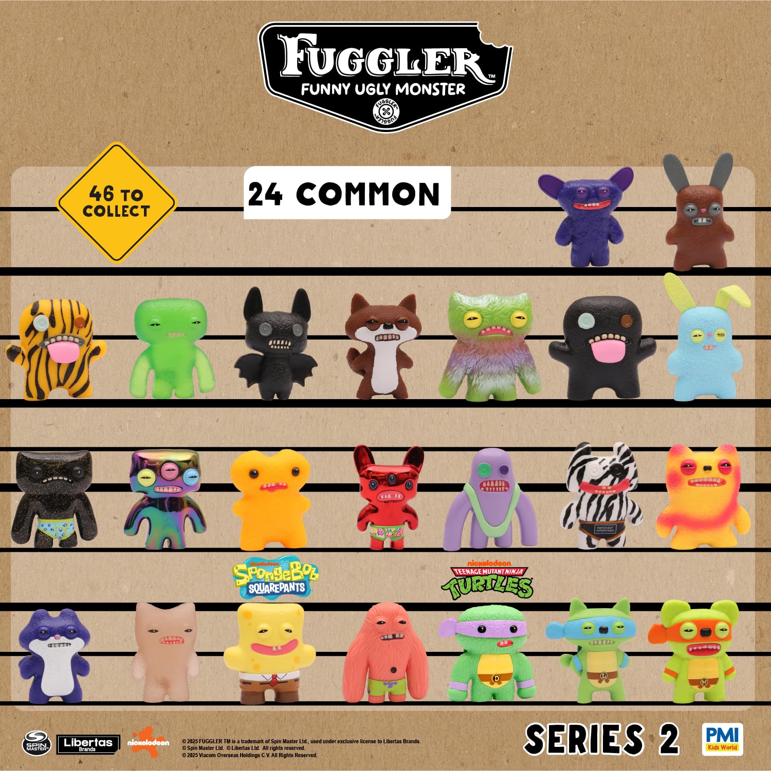 Fuggler Series 2 Collectible 6-Pack Window Box Creepy Funny Plush Figures Including Rare Hidden Surprise Character Paramount Crossovers (Assortment