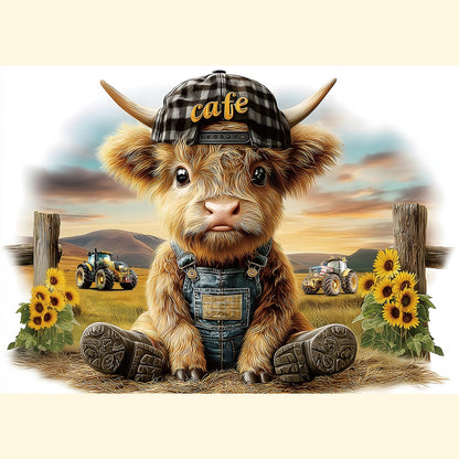 Puzzles for Adults 1000 Pieces, Highland Cow Jigsaw Puzzles - Cool Calf, Impossible Cow Puzzle for Seniors Family, 27.56 x 19.69 inches, 1:1 Poster