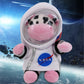 DolliBu Cow Astronaut Plush Toy - Farm Life Astronaut Stuffed Animal with Space Helmet and NASA Astronaut Suit, Spaceman Doll Decor for Girls and Boys