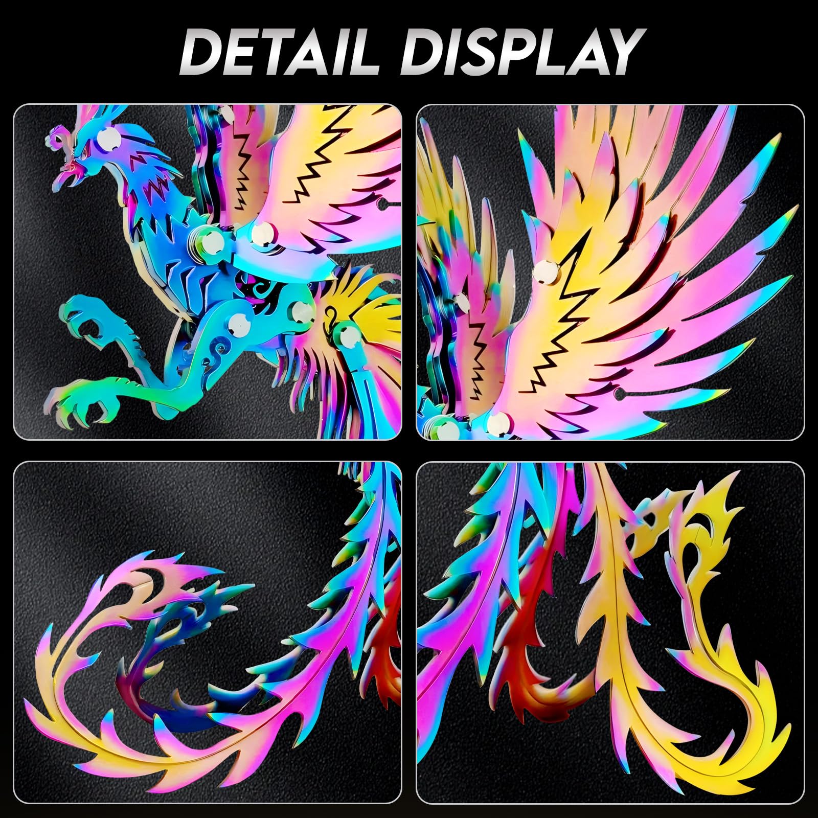 3D Metal Model Kits, Mechanical Undead Bird Seven Colorful 3D Metal Puzzle,Steel Mythology Animal Series DIY Brain Teasers Simple 3D Puzzles Home