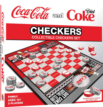 MasterPieces Coca-Cola and Diet Coke Checkers Board Game - Officially Licensed, Family Game, Includes 24 Pieces & King Caps, Ages 13+