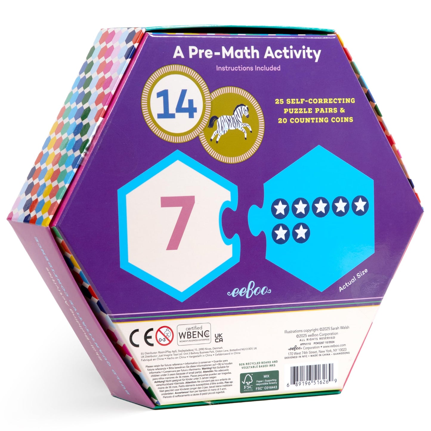 Eeboo Numbers Hexagon Pairs Puzzle, 1 EA