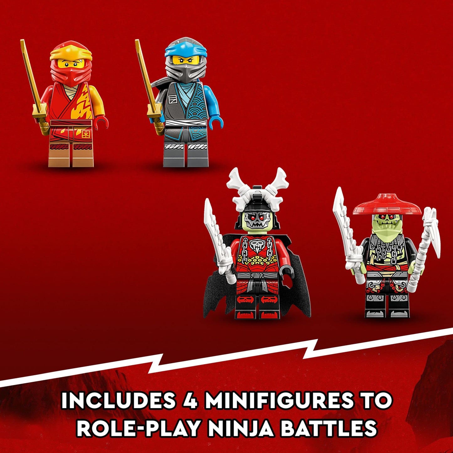 LEGO NINJAGO Kai’s Mech Rider EVO 71783, Upgradable Ninja Motorbike Toy, Mech Action Figure and 2 Bone Warrior Minifigures, Collectible Toys for Kids