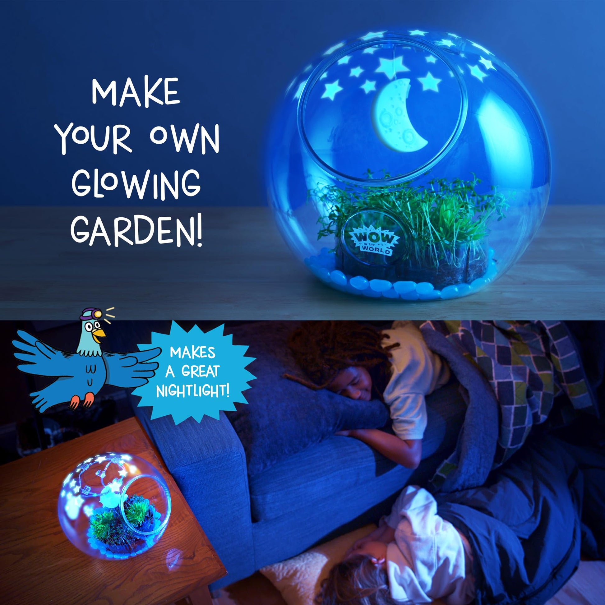 Wow in The World Light-UP Terrarium | Grow Plants, Decorate Your Terrarium, Glow-in-The-Dark, UV Lights, Companion Audio Content, Bonus Reusable
