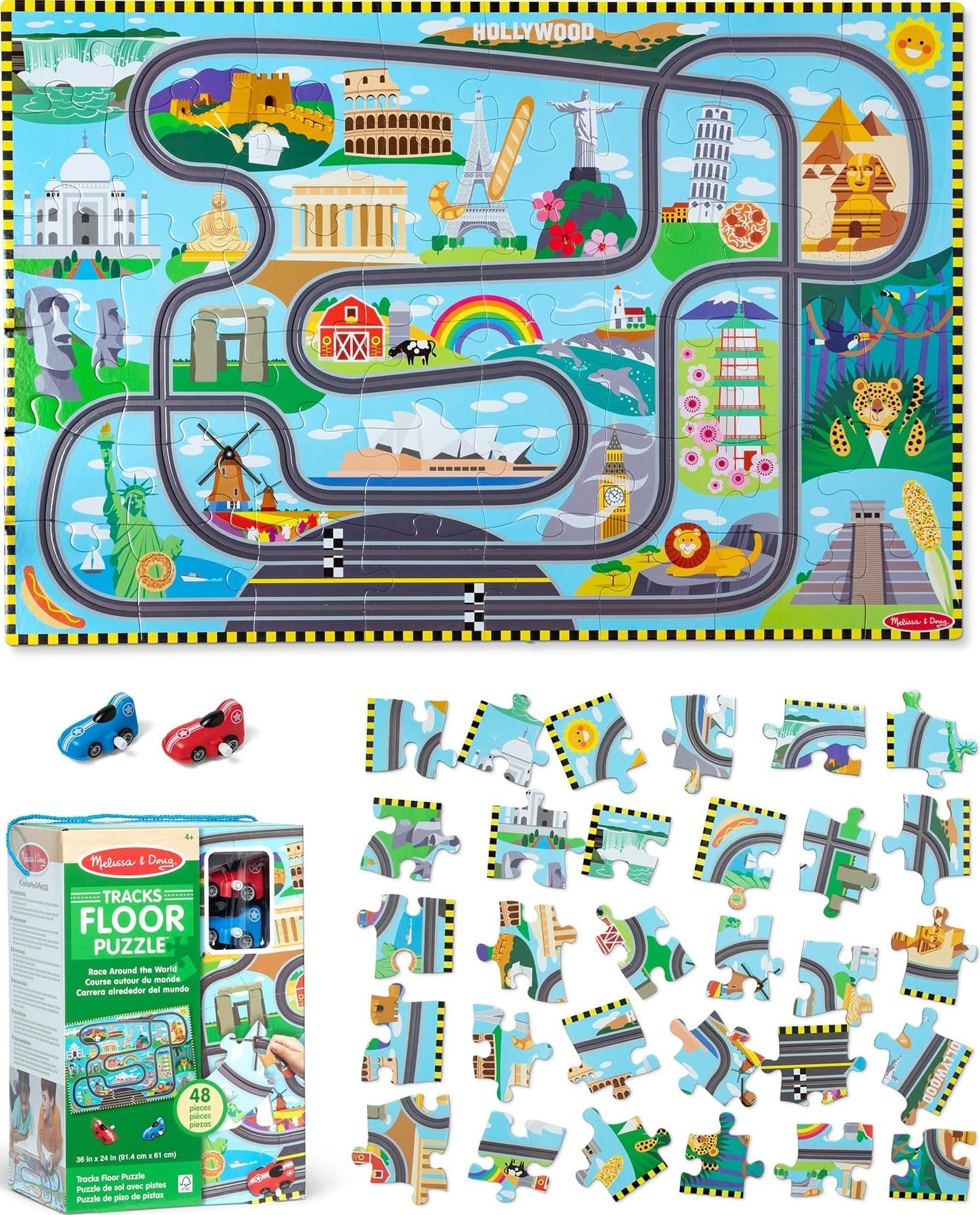 Melissa & Doug Race Around the World Floor Puzzle 48-Piece