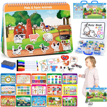 Preschool Busy Book for Toddlers with Case, 176 Pieces Accessory Complete Preassembled Activity Books for Kids, Learning Resources Montessori