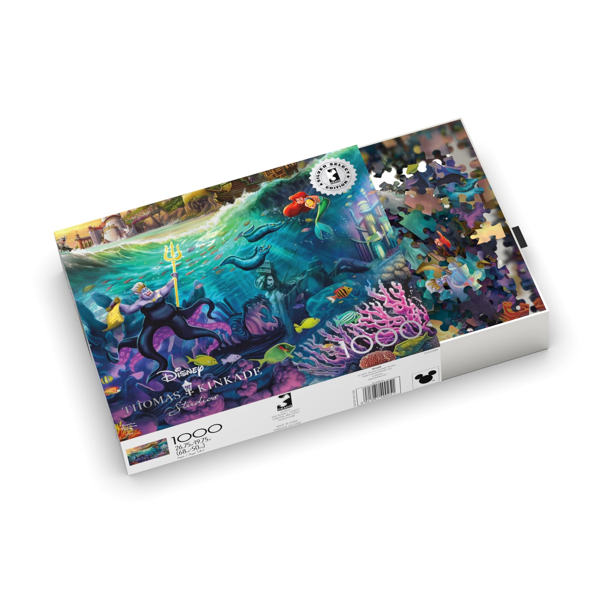 Buffalo Games - Thomas Kinkade Disney Ursula 1000 Piece Puzzle Silver Select Premium Jigsaw Puzzle with Full Color Reference Poster