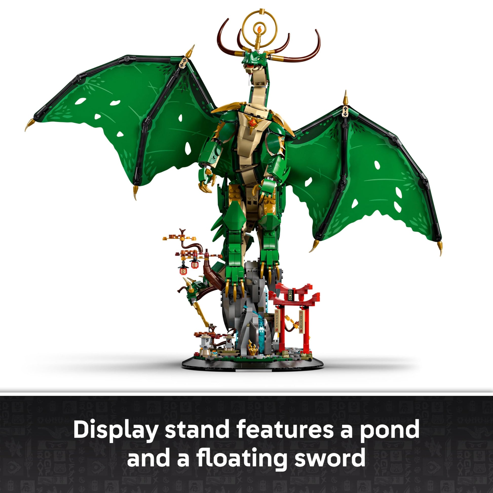 LEGO NINJAGO The Guardian Dragon - Model Building Kit from Legends Monstrosity Series - Room Decor for Teens - Includes Master Wu Minifigure - Gift