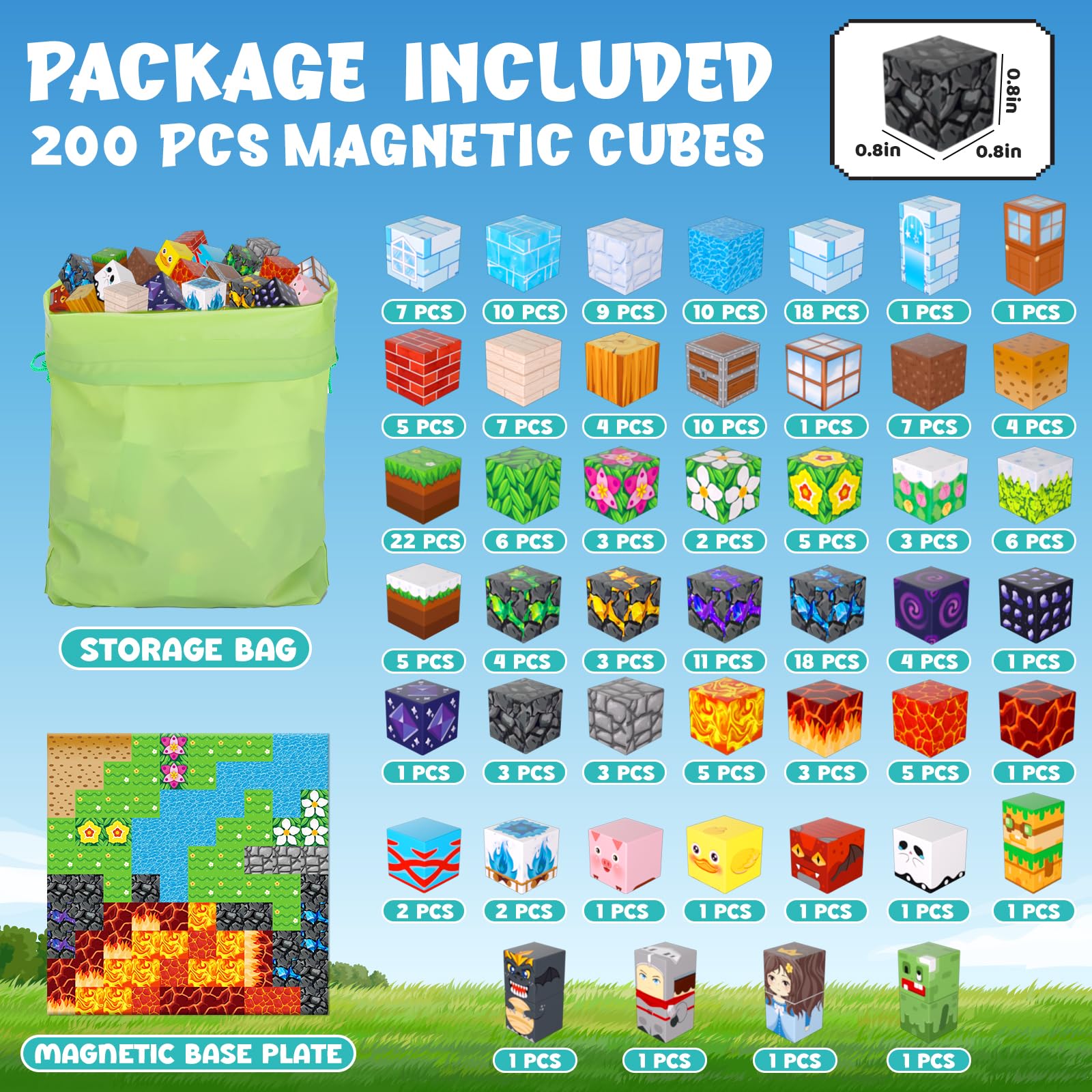 LAYVIC 200PCS Magnetic Building Blocks, Magnet Toys Magnetic Cubes, Magnetic Blocks for Kids Ages 4-8, Stacking Magnet Blocks STEM Building Toys