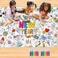 Ansoufien Happy New Year Giant Coloring Poster, 72 x 30 Inches Large Paper Tablecloth with 24 Paint Pens (12 Colors), DIY Party Activity Art Craft