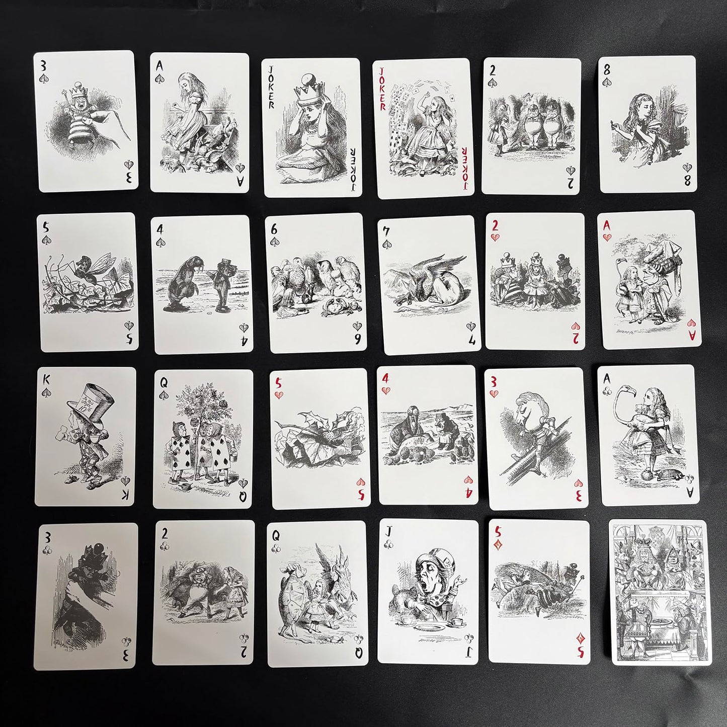 Black Lotus Alice in Wonderland Playing Cards Poker Deck 54 Cards All Different Vintage Retro Classic Style for Party Game