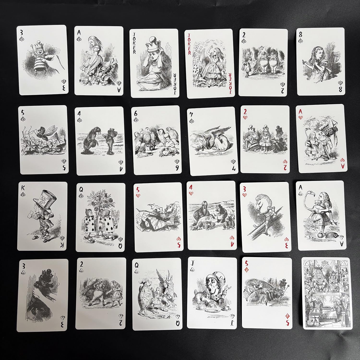 Black Lotus Alice in Wonderland Playing Cards Poker Deck 54 Cards All Different Vintage Retro Classic Style for Party Game