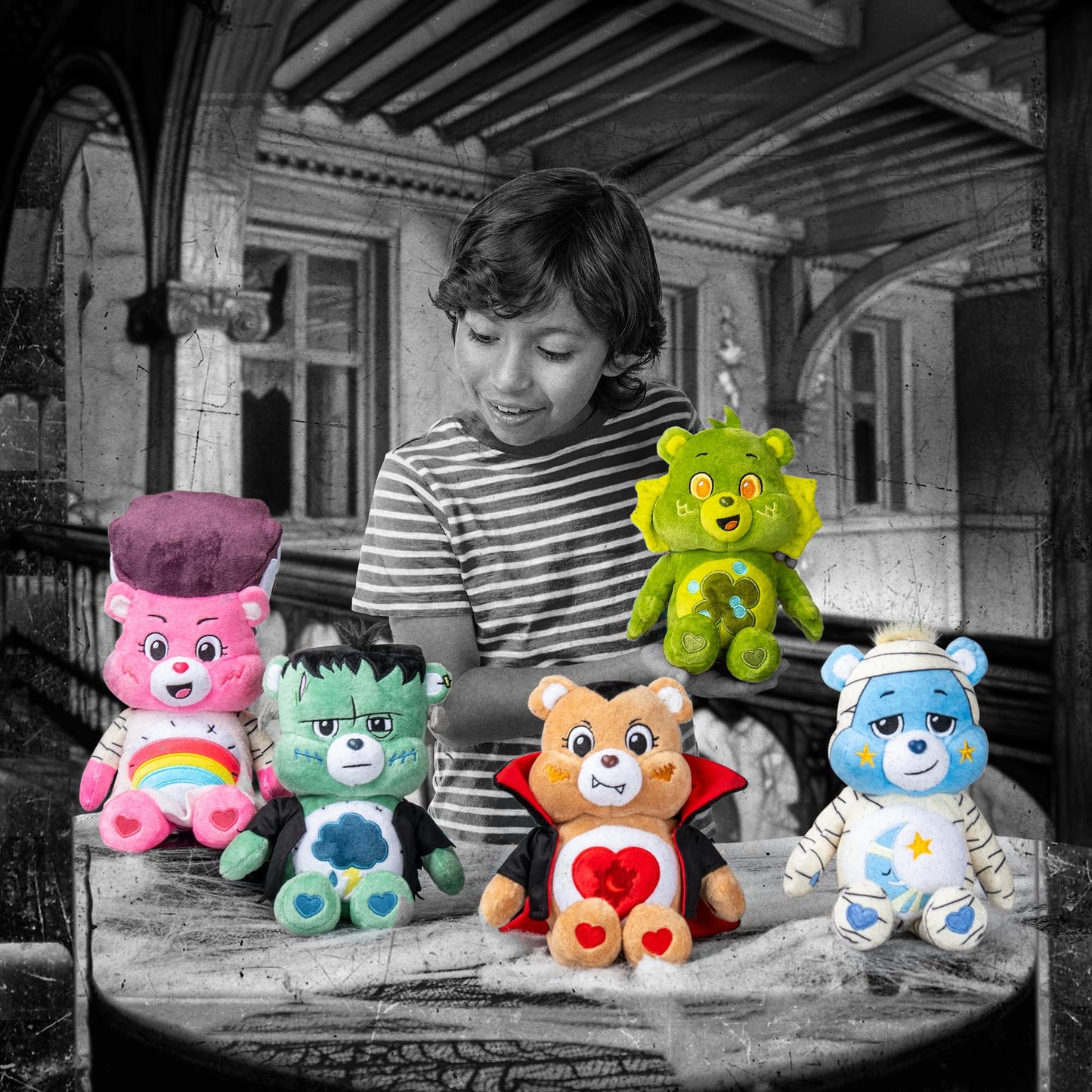 Care Bears Universal Monsters 9" Fun Size Plush - Good Luck Bear as Creature from The Black Lagoon - Soft, Huggable Plushie, Stuffed Animal for Girls