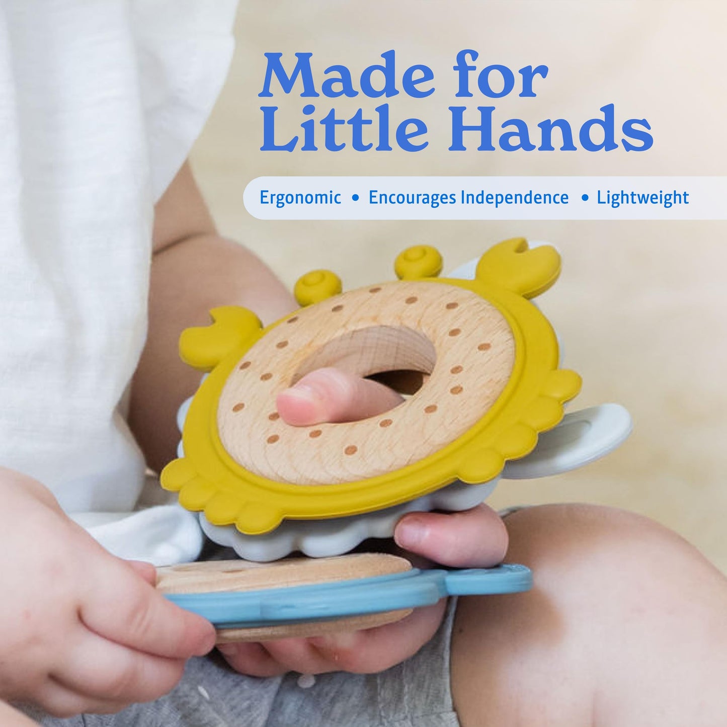 3-Pack Baby Teething Toys for 0-12 Months | Food-Grade Silicone & Natural Beech Wood Teether Set | Easy-to-Hold Animal Shapes for Soothing Chewing |