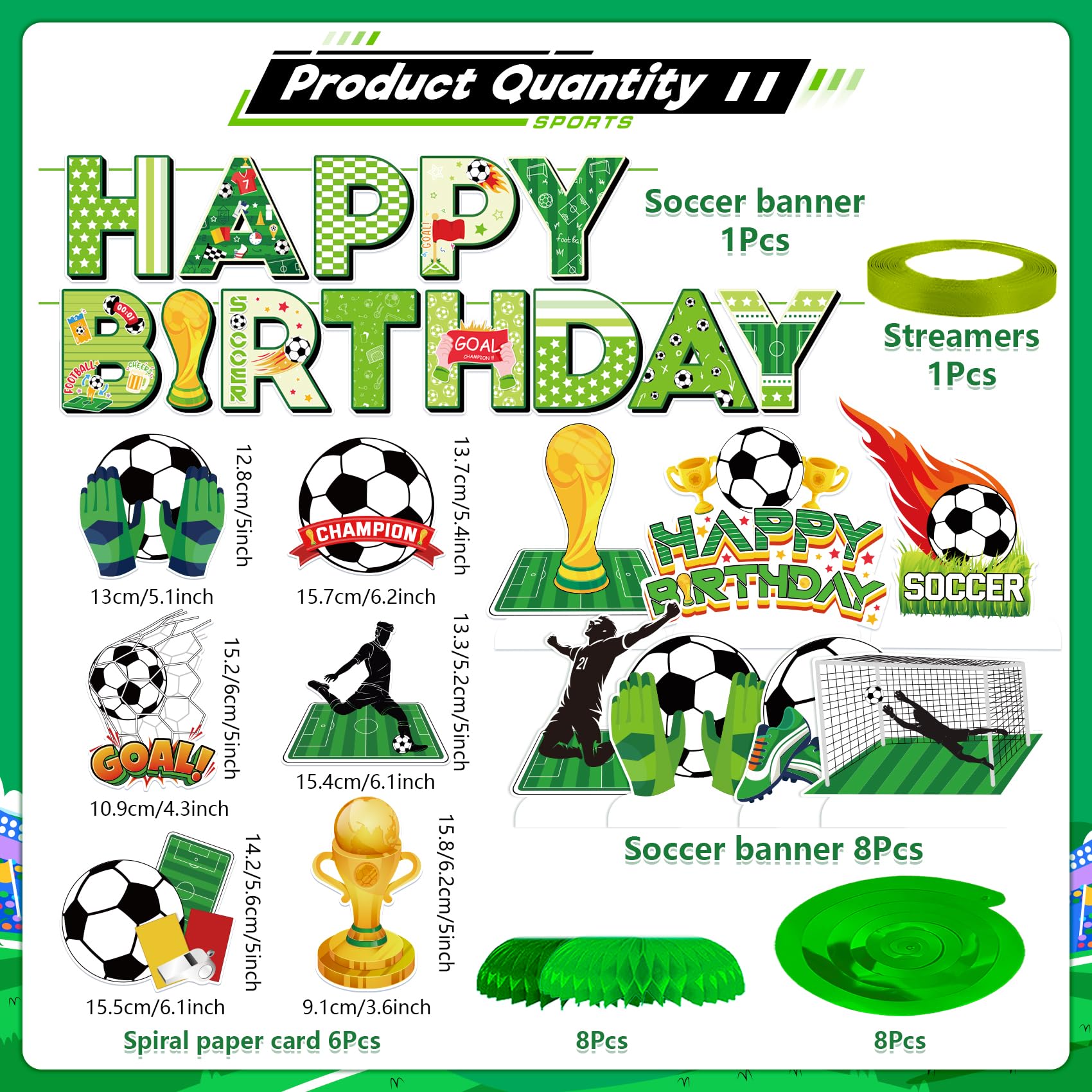 Soccer Birthday Party Decorations - Soccer Party Decorations Includes Happy Birthday Banner Soccer Hanging Swirls Honeycomb Centerpieces for Girls