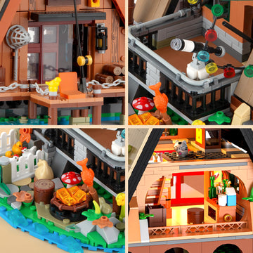Vziimo A-Frame Cabin Building Set, MOC Ideas Cabin House Collectible Model Kit with LED for Adults and Kids Age 12+, Gifts for Nature and Architecture