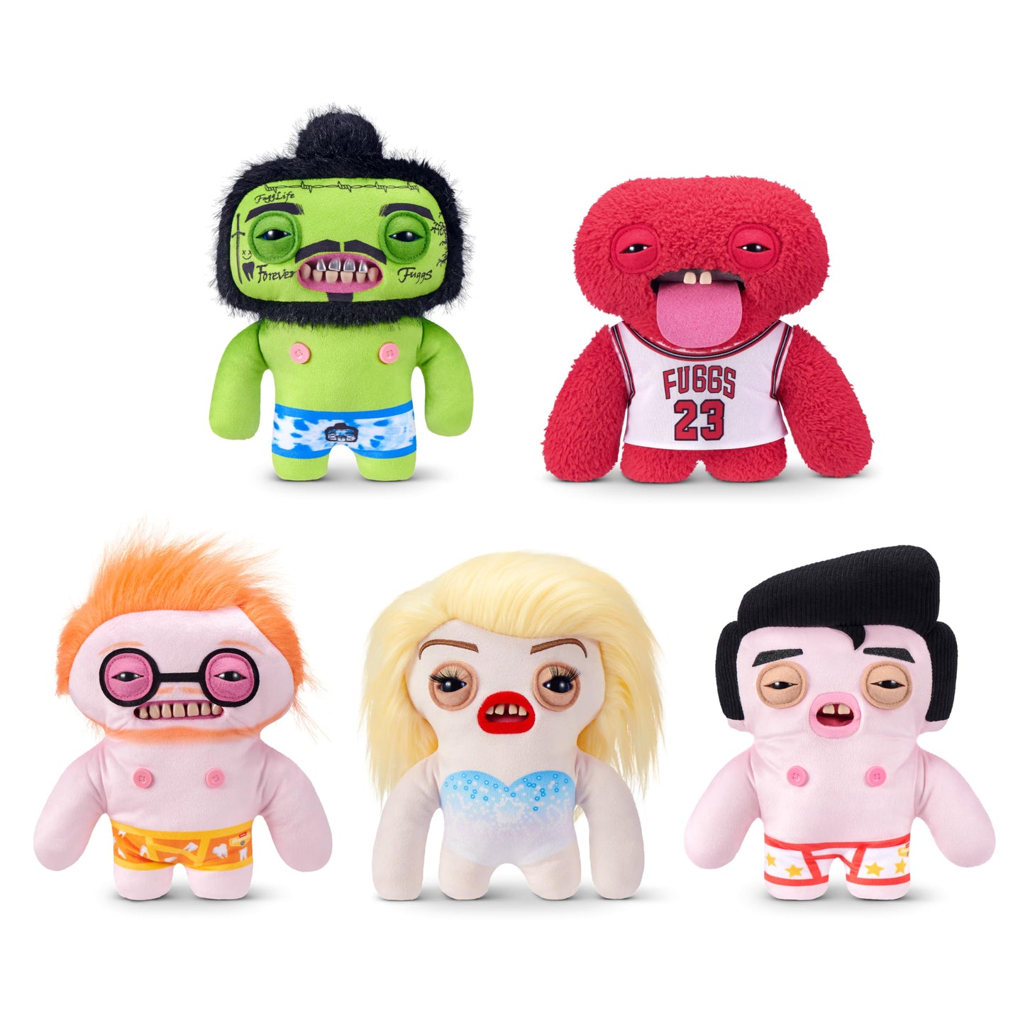 Fuggler Fugg Stars 9-Inch Plush Toy (Rhymer Mcslimer) by ZURU - Funny Ugly Monster Stuffed Animal with Human-Like Teeth, Collectible Plush for Kids