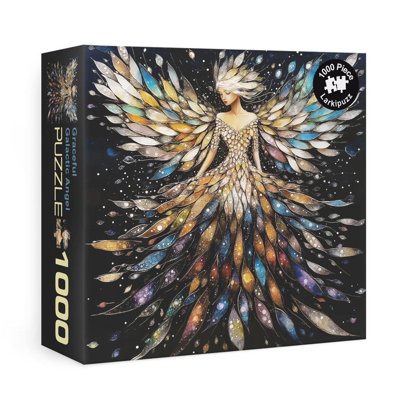 Diamond Angel Puzzles for Adults 1000 Pieces, 3 d Pretty Colorful Wings Fairy Jigsaw Puzzles, Christian Religious Beautiful Gem Jewel Puzzle