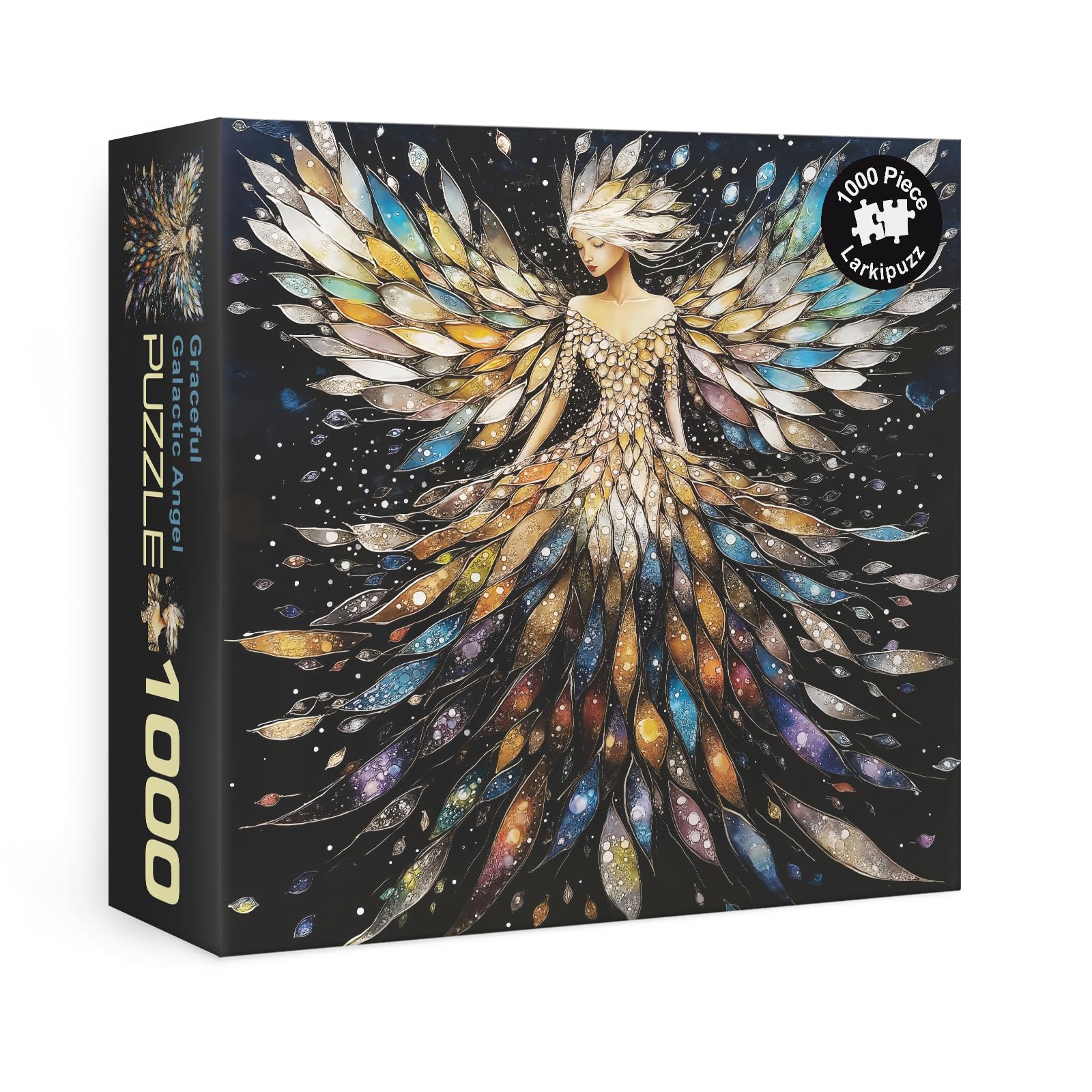 Diamond Angel Puzzles for Adults 1000 Pieces, 3 d Pretty Colorful Wings Fairy Jigsaw Puzzles, Christian Religious Beautiful Gem Jewel Puzzle