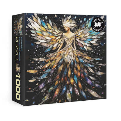 Diamond Angel Puzzles for Adults 1000 Pieces, 3 d Pretty Colorful Wings Fairy Jigsaw Puzzles, Christian Religious Beautiful Gem Jewel Puzzle