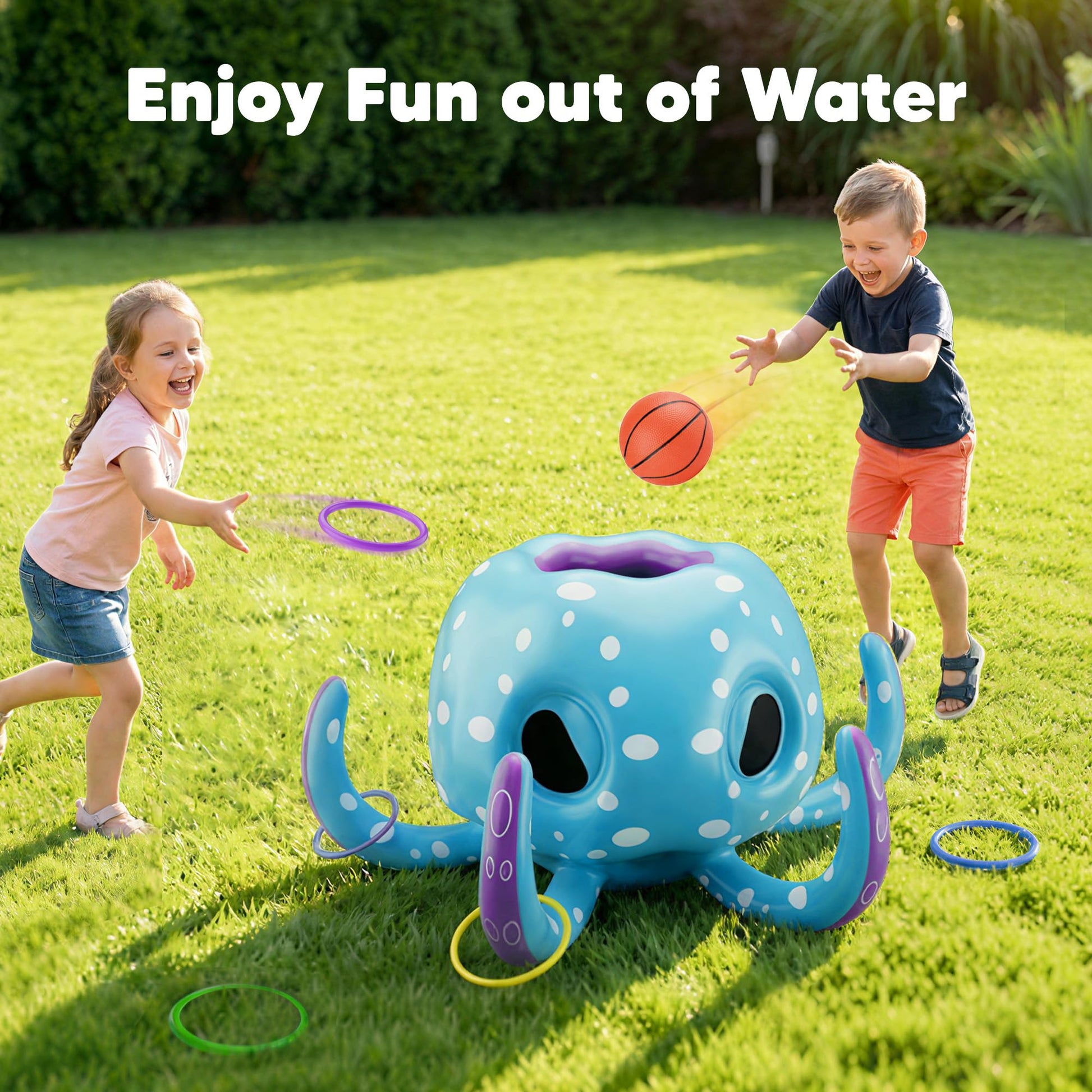 Funscape Octopus Pool Toys, 2-in-1 Inflatable Water Floating Pool Game