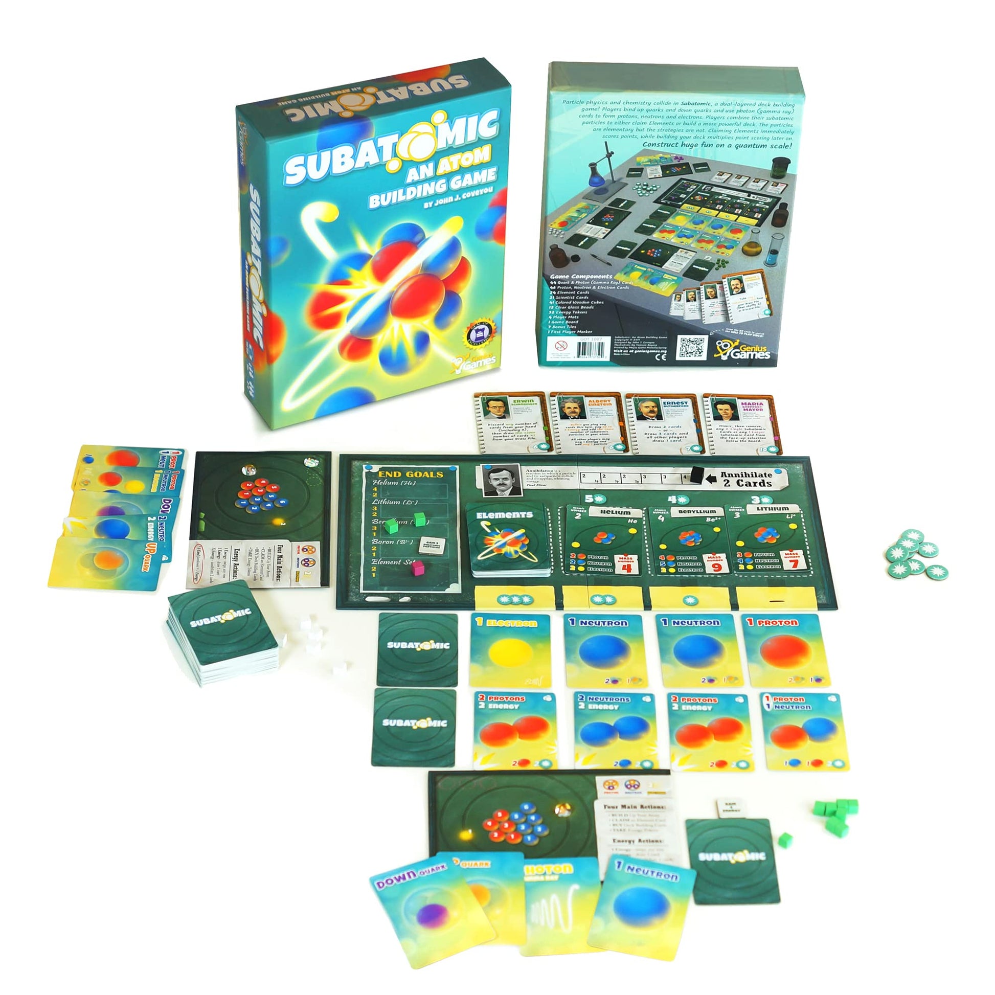 Subatomic: an Atom Building Game (2nd Edition) | A Chemistry Game About Elements, Protons, Neutrons, and Electrons | Educational Science Board Games