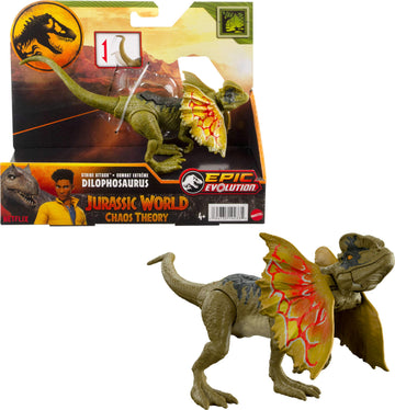 Mattel Jurassic World Strike Attack Dinosaur Toy with Single-Strike Action & Movable Joints, Dilophosaurus Action Figure Includes Digital Play