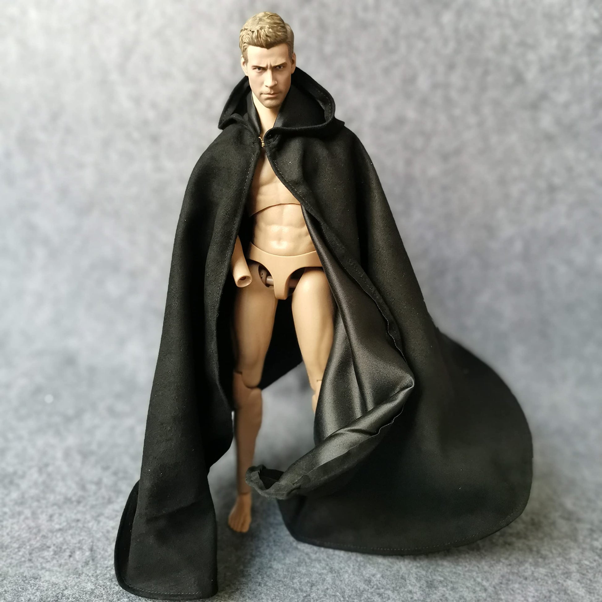 SSbeauty M 1:6 Scale Medival Knights Soldier Cloak Gown Hooded Cape with Iron Wire for 12" Action Figure (Black)