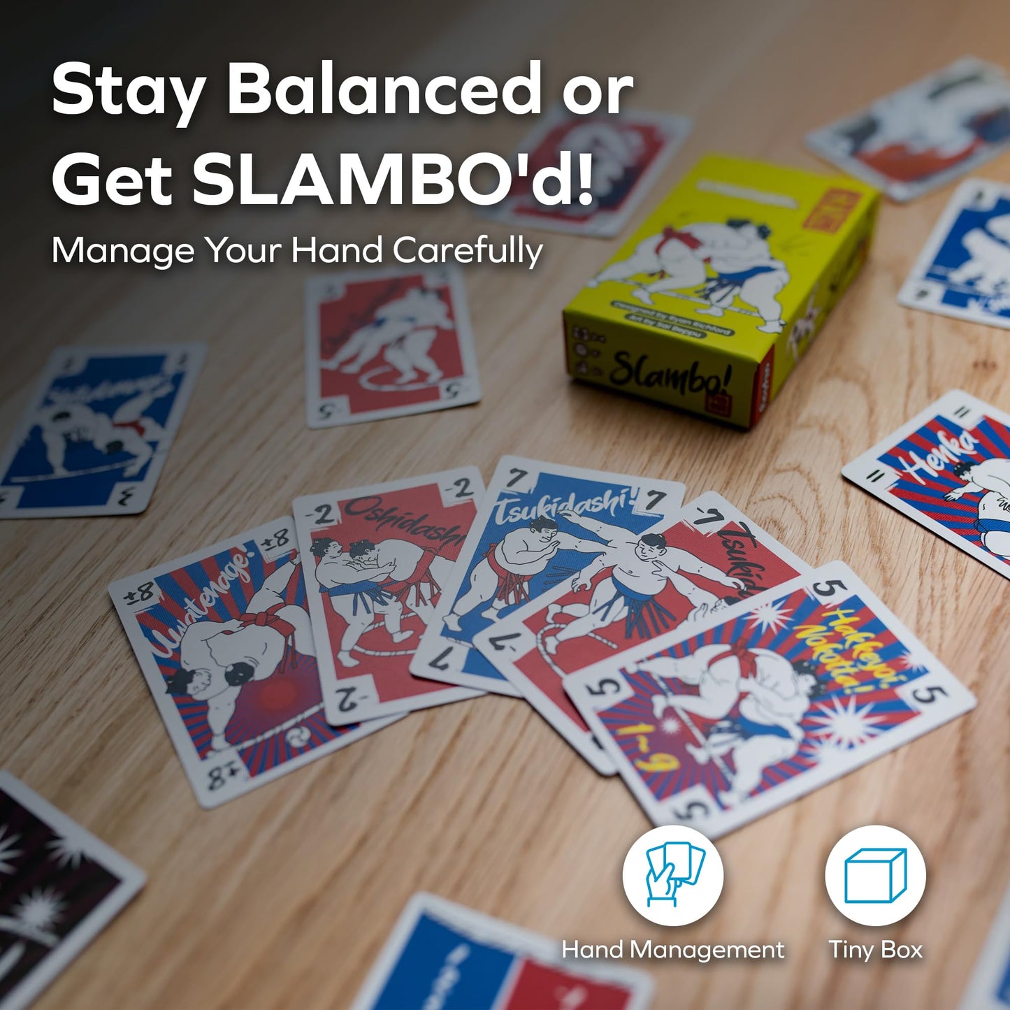 Allplay Slambo Card Game for Adults and Families - Hand Management Game of Keeping Balance - Play Your Cards Right and Don't Get Slammed - 5 Min 2-4