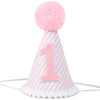 Pink & White First Birthday Party Hat - Girl's 1st Birthday Crown with Photo Props for Decorations and Dressing