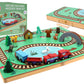 Imagine & Play Nature Explorer - 17 Piece Wooden Train Set with Foldable Carrying Board, Forest Animals & Bridge - Toddler Toys, Train Toys, Toys