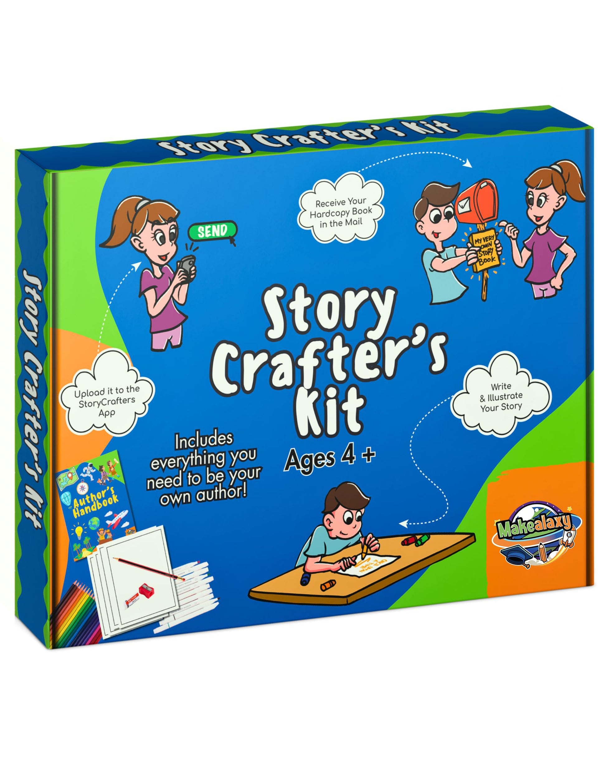 Story Crafters - Book Making Kit for Kids - with Custom Printed Hardcover Storybook - Write Draw a Storybook - Gift for Creative Kids - Novel Writing