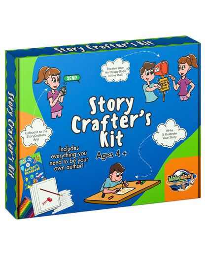 Story Crafters - Book Making Kit for Kids - with Custom Printed Hardcover Storybook - Write Draw a Storybook - Gift for Creative Kids - Novel Writing