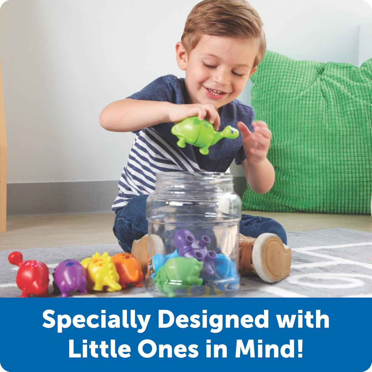 Learning Resources Snap-n-Learn Matching Dinos - Dinosaur Toys, Mini Plastic Figures, Sensory Bin, Toddler Travel Games, Shape Sorter, Preschool, Fine