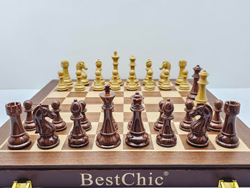 18 Inch Folding Chess Set with High Polymer Weighted Standard Chess Pieces for Family Vintage Board Games Chess Set for Adults and Kids Chess