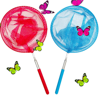 2 Pack Telescopic Butterfly Nets - Great for Catching Insects Bugs Fishing - Outdoor Toy for Kids Playing - Extendable from 6.8" to 34" and Anti Slip